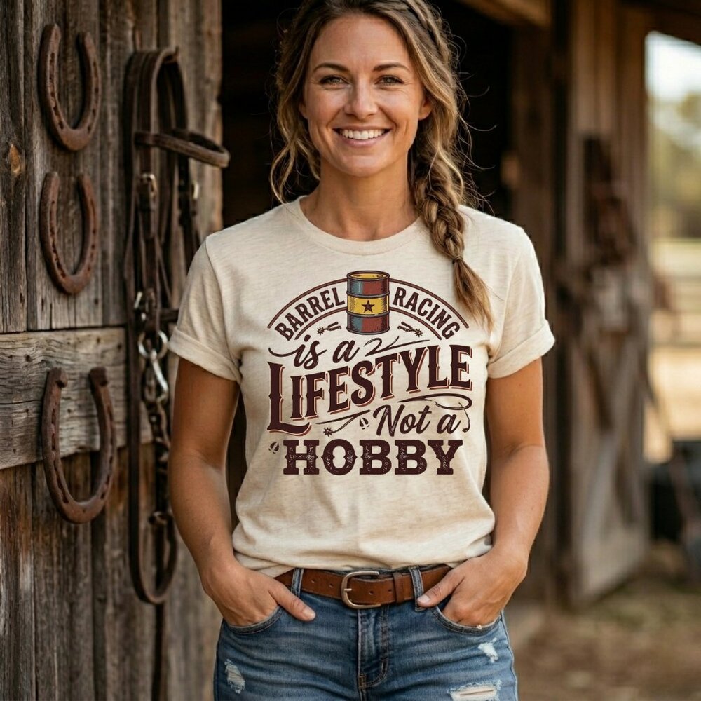 Western Boho Rodeo Cowgirl Barrel Racing Graphic Tee Cream Retro Chic Desert